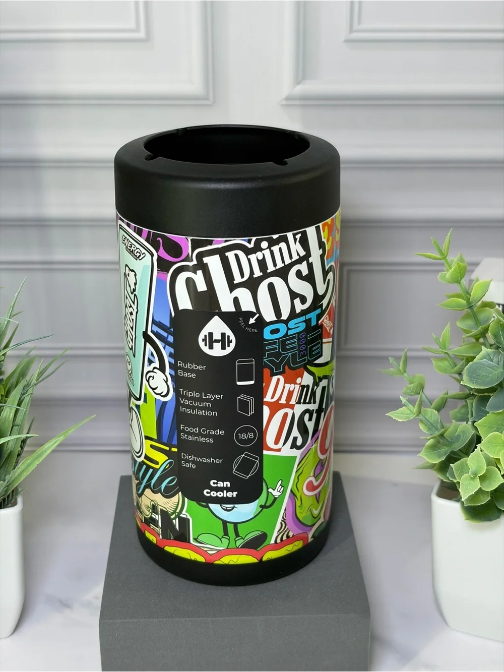 HydroJug Ghost Sticker 16oz Can Cooler BNIB